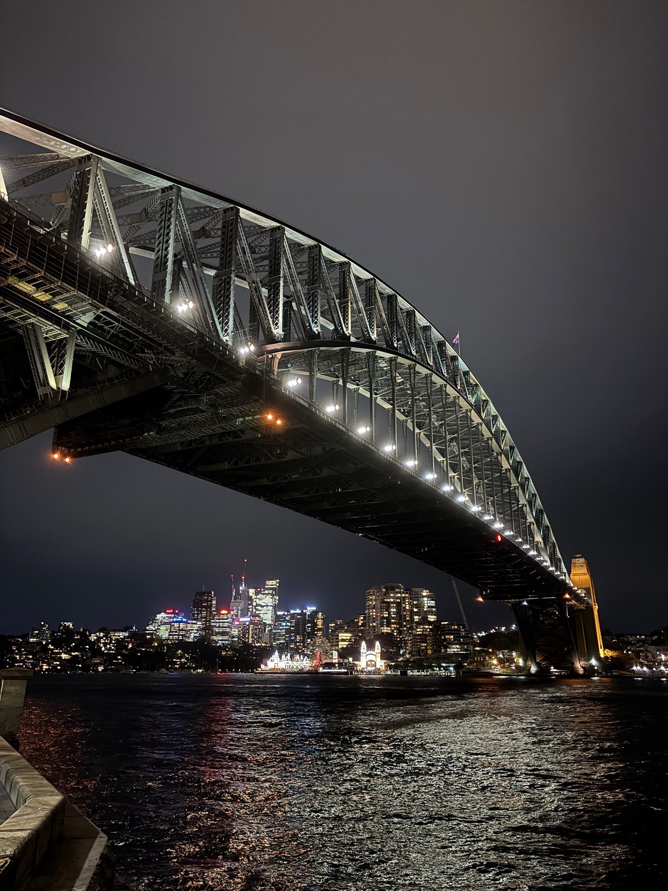 City bridge and skyline during an evening advance