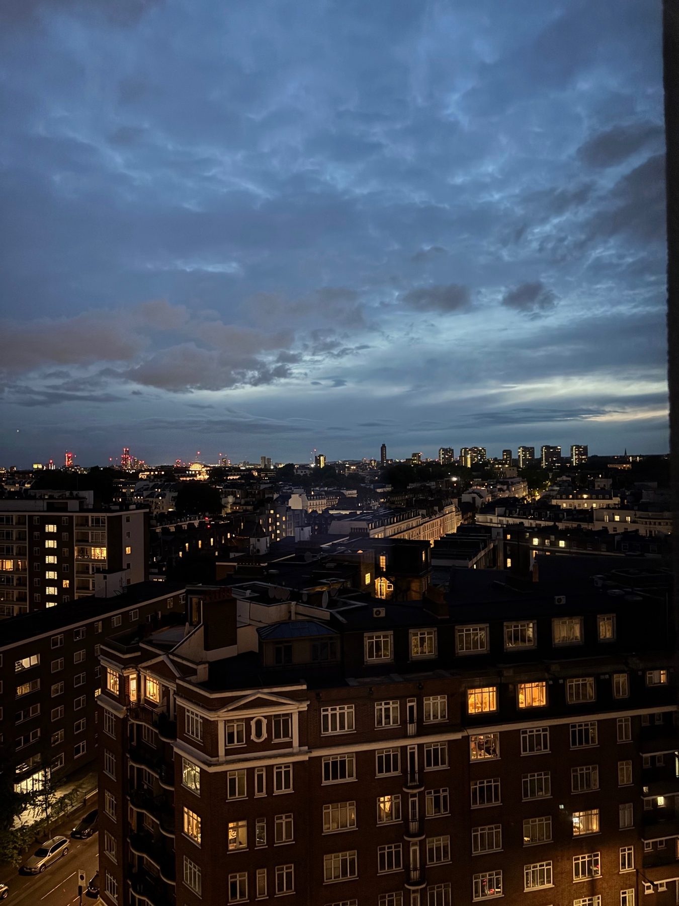City skyline at dusk during protective planning