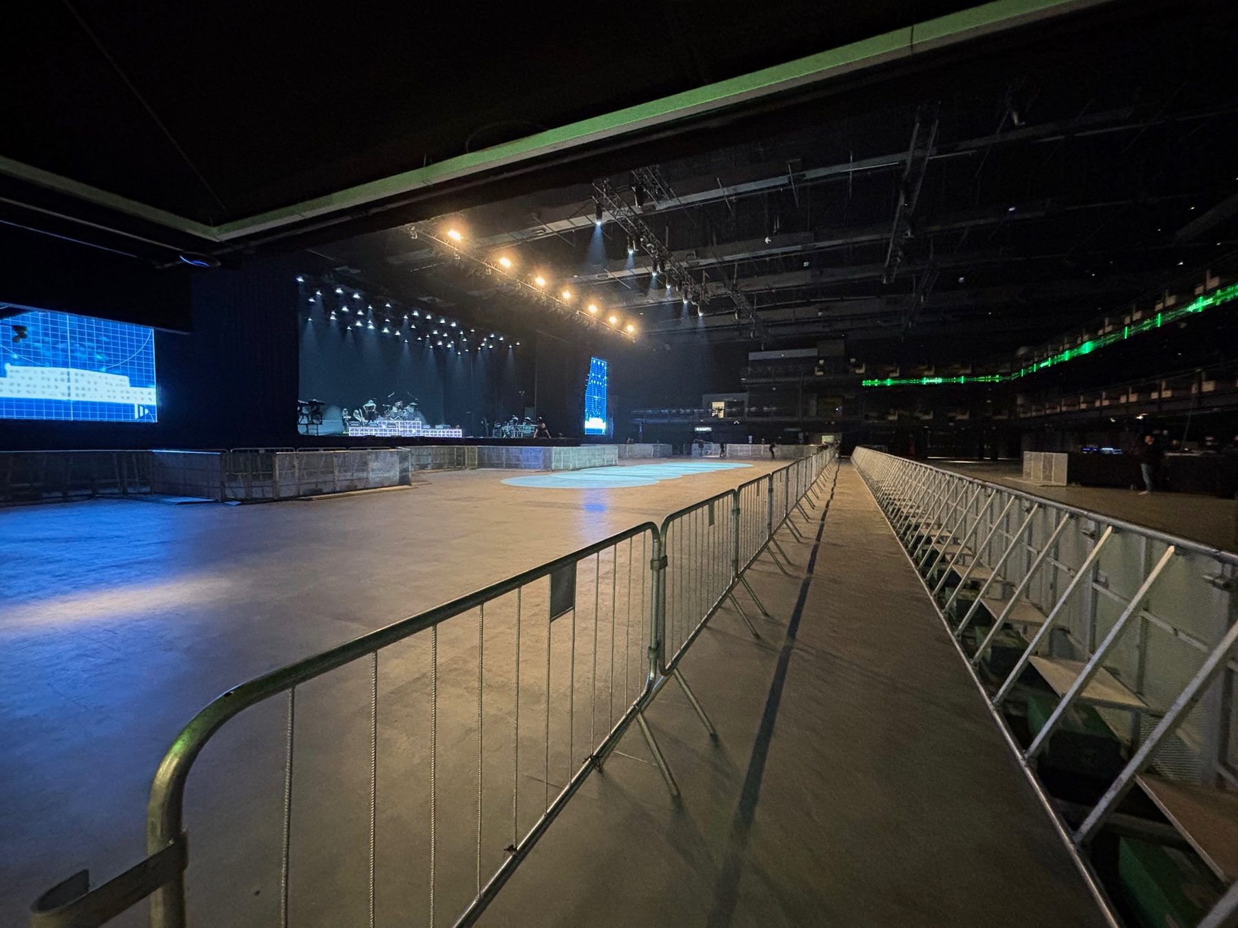 Arena barricade lanes prepared for an event