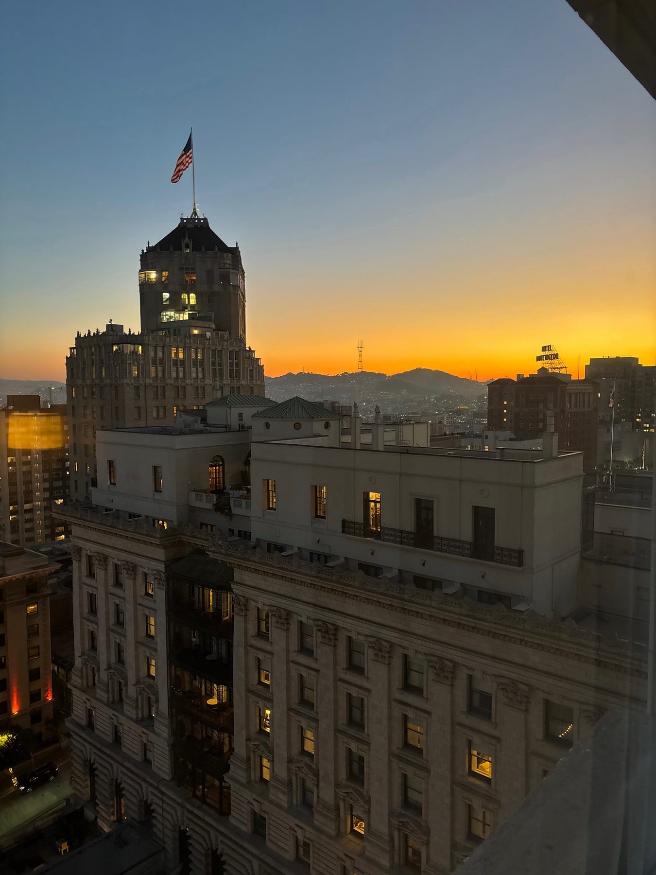 City rooftop view during a corporate travel movement