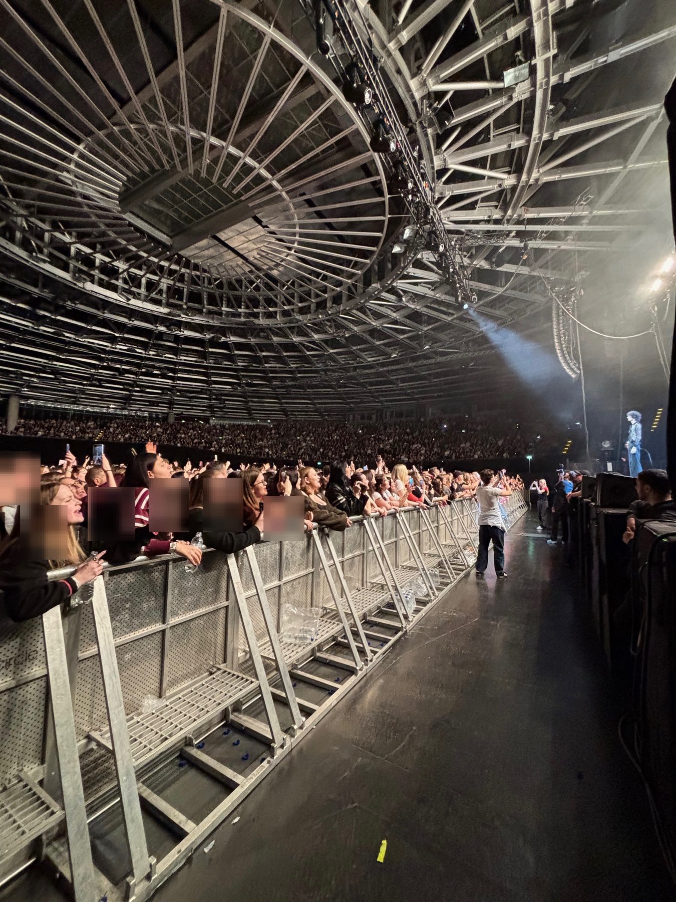Arena barricade line during event operations