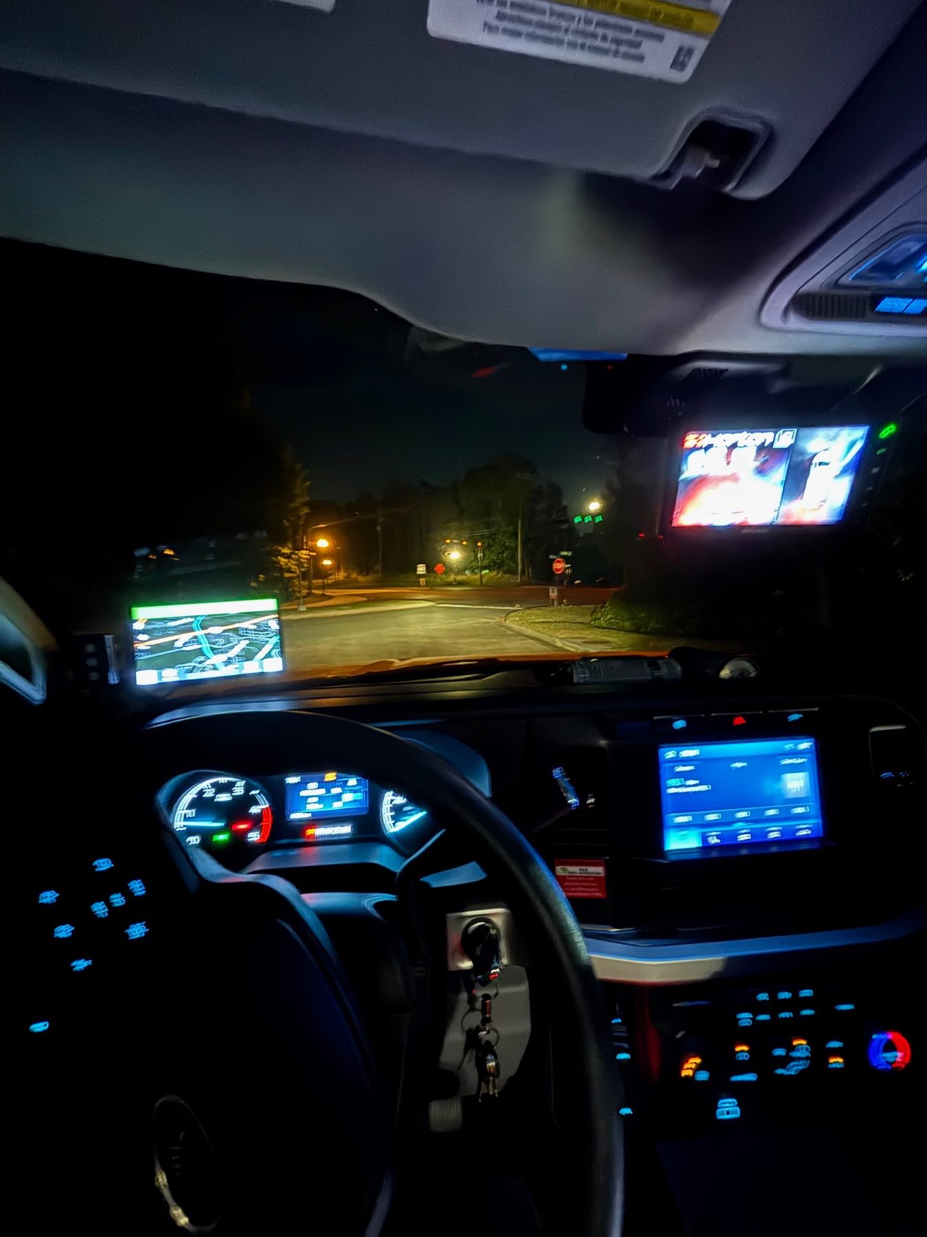 Night route movement from inside a security vehicle